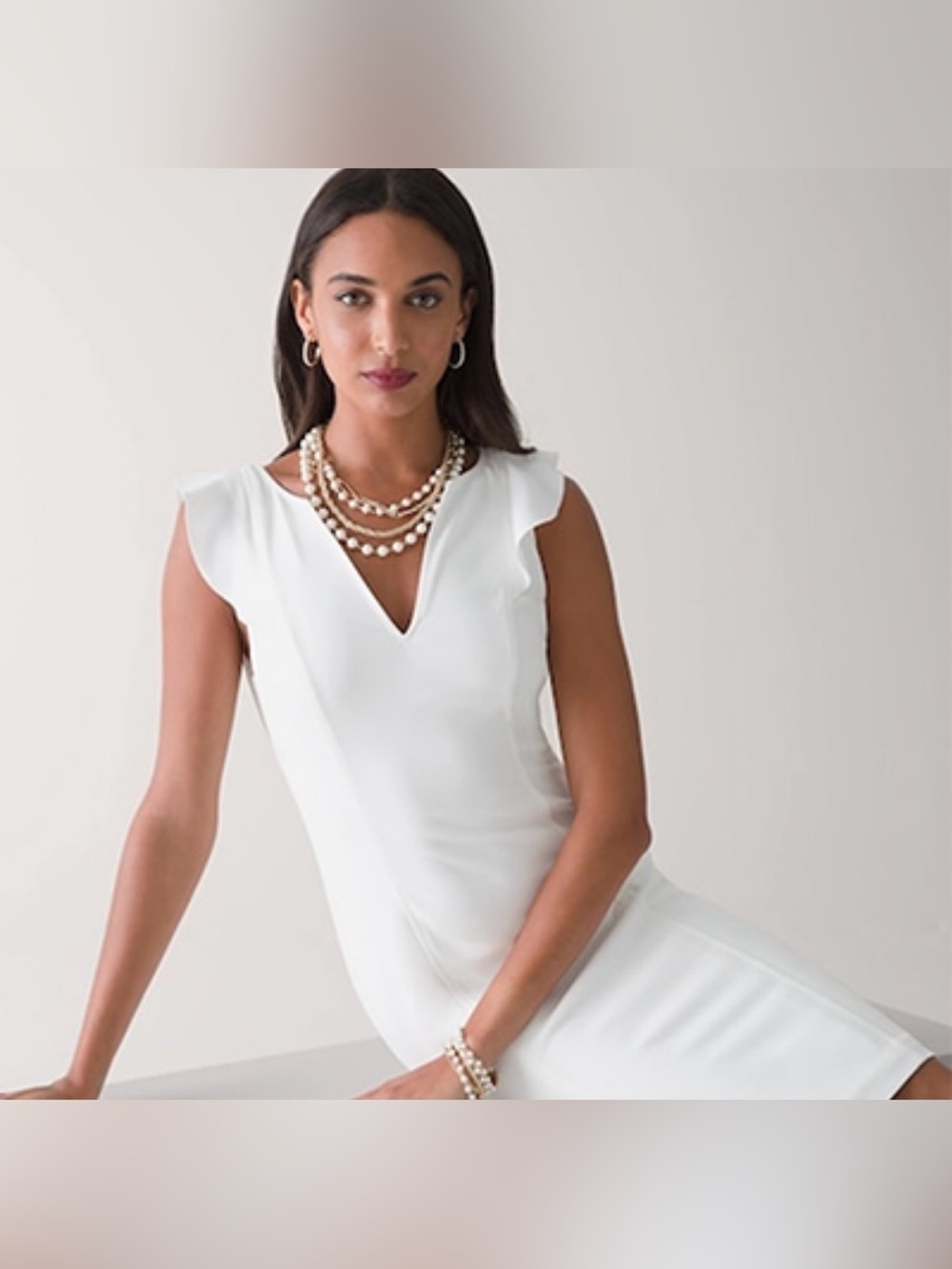 White House Black Market White V-Neck Sleeveless Sheath Dress size 4